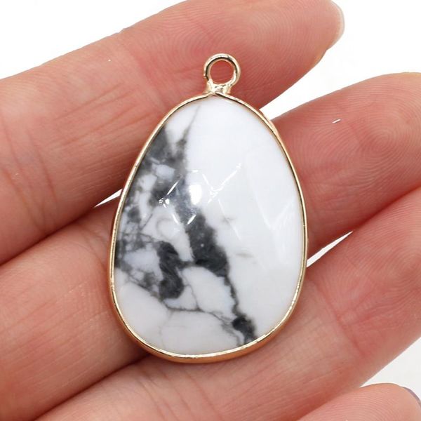

charms natural white turquoise faceted drop shape pendant for jewelry making diy necklace earrings accessories women men gift 23x34mm, Bronze;silver