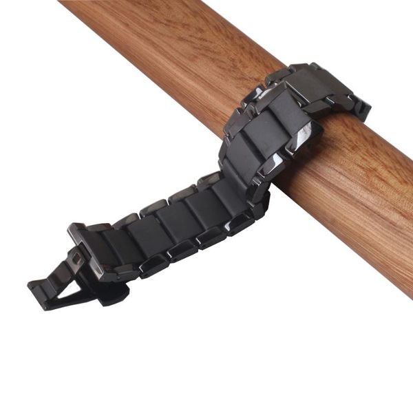 

watch bands watchband ceramic polished with unpolished black strap bracelet 22mm 24mm for 1452 1451 curved ends special links fit mens, Black;brown