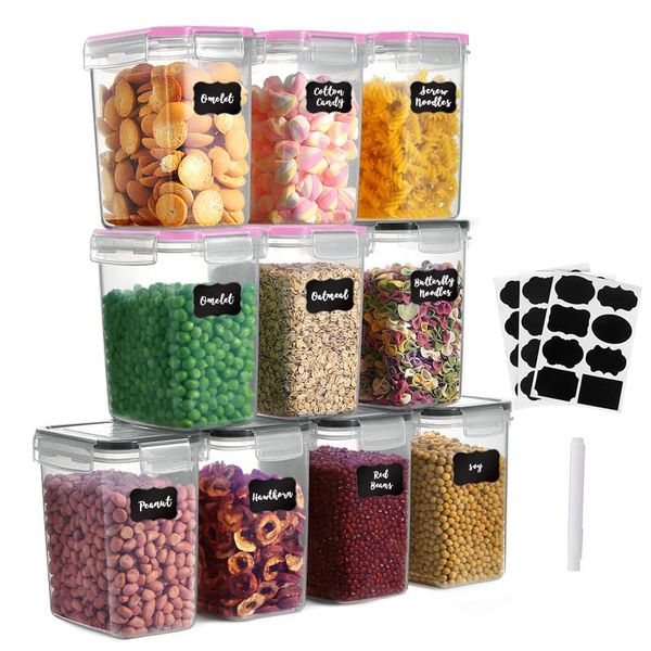 

storage bottles & jars 4/8/10 pieces set kitchen box vacuum lid organizer container transparent sealed plastic