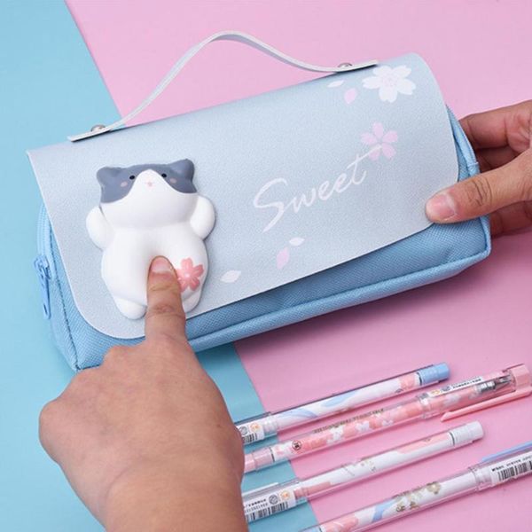 

pencil bags large capacity case stationery organizer bag with double zipper closure for school office students