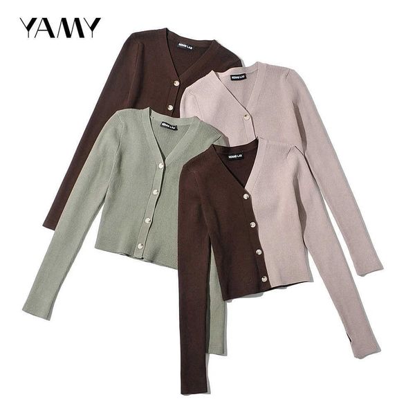 

korean fashion y2k womens cropped cardigans spring slim traf knit long sleeve female nude knitswear jersey mujer 210922, White;black