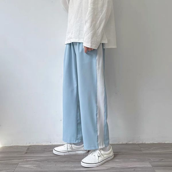 

korean style wide leg pant new 2021 summer fashion splice women pants high waist casual loose black sweatpants, Black;white