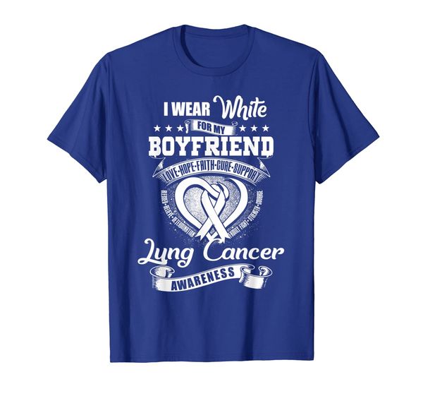 

i wear white for my boyfriend lung cancer awareness gift tee, White;black