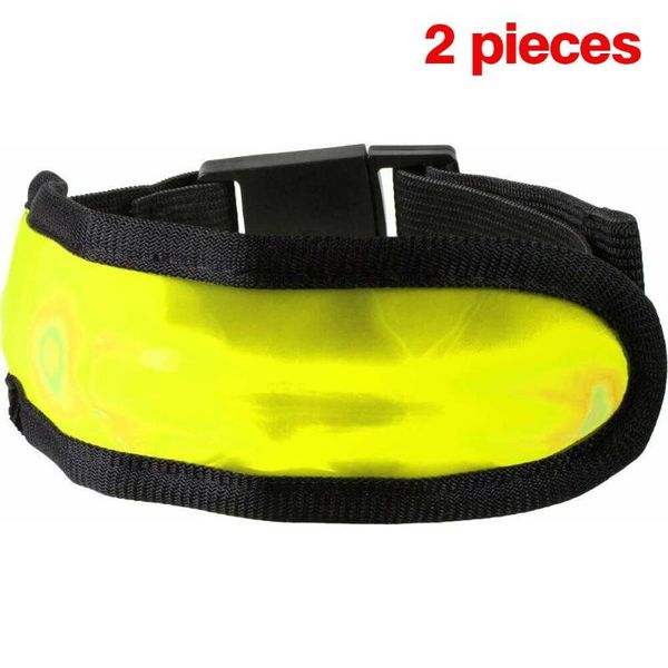 

2pcs reflective armband luminous arm band safety led light flashing belt strip for night running cycling walking wristband strap elbow & kne, Black;gray