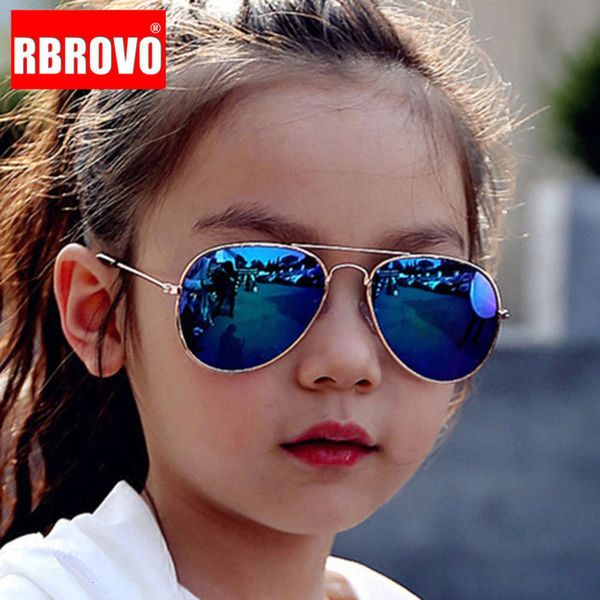 

sunglasses rbrovo 2021 classic sunglasses girls colorful mirrors children glass metals frame kids travel shopping glasses uv400, Black