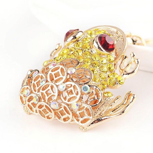 

keychains adojewello jewelry rhinestone crystal exquisite golden toad keychain keyring for car handbag key holder wholesale, Silver
