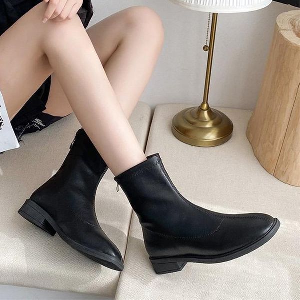 

boots platform female warm comfort shoes ladies autumn snow ankle flat women's plush solid slip on winter, Black
