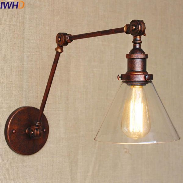 

wall lamp angle adjustable sconce retro loft vintage iron bathroom lights for home lighting glass arandelas para parede