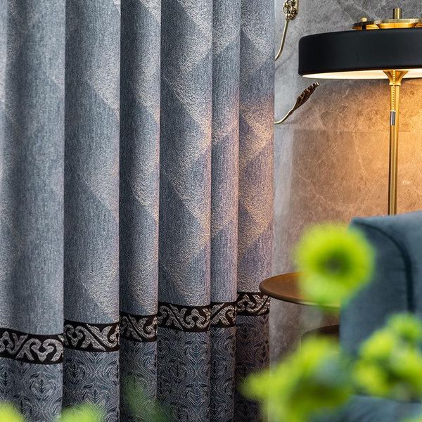 

simple chinese jacquard curtains imitation cashmere chenille for living room bedroom curtain & drapes
