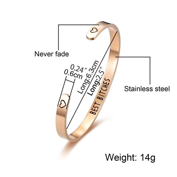 

inspirational gifts for women bangle stainless steel engraved charm bangles jewelry gril accessories qh313, Black