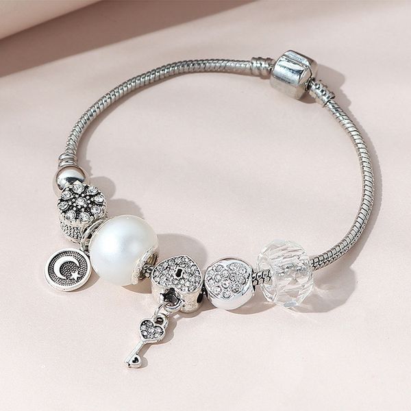 

2 pieces/set european and american fashion personality pandora pearl bracelet female small jewelry gift for girl friend, Golden;silver