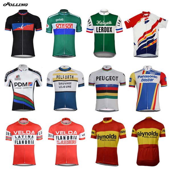 Multi Estilos Nova equipe Retro Ciclismo Jersey Personalizado Road Road Race Topo Clássico Orolling H1020