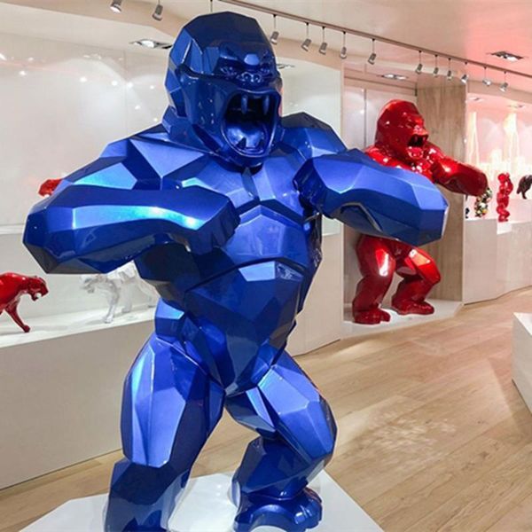 

creative king kong living room decoration gorilla sculpture geometric modern statue birthday gift for wedding collectible box 2021