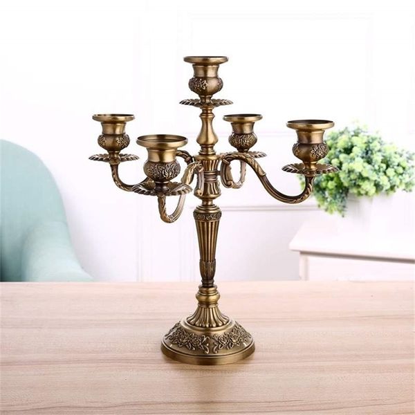 Bronze Candelabra Metal 5 braços / 3 braços Candle Decoração Decoração Sticks Event Face Mesa Central de mesa 211222