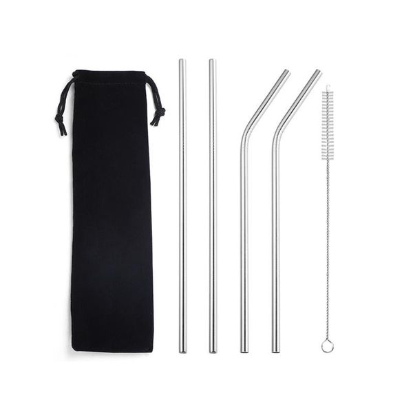 

drinking straws 6 pcs set stainless steel with cleaner brush reusable metal colorful milk bar party accessory