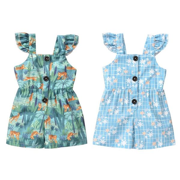 

jumpsuits toddler baby girl jumpsuit flower/cartoon tiger print rompers summer clothes outfits for little, Blue