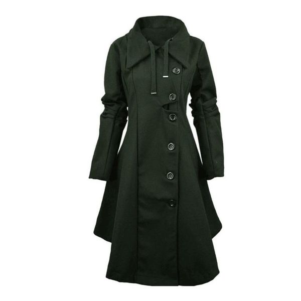 

women's trench coats winter long sleeve irregular woollen casualovercoat windbreaker woman, Tan;black