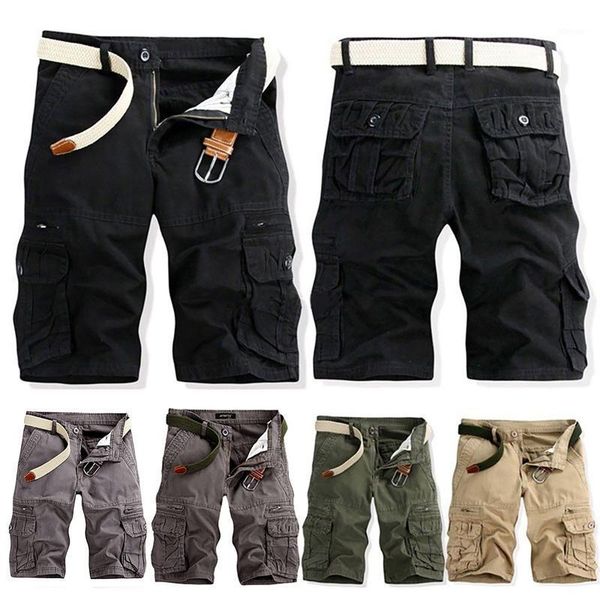 

men's shorts summer loose short pants work casual army combat cargo trousers knee length, White;black