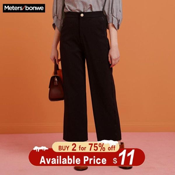 

women's pants & capris metersbonwe wide leg loose pantd high waist women spring autumn long trousers female office lady casual wild wid, Black;white