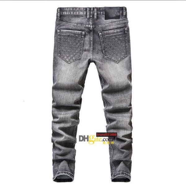 

factory direct shipment autumn men's jeans cotton slim elastic fashion busins trousers classic style denim male gray color, Blue
