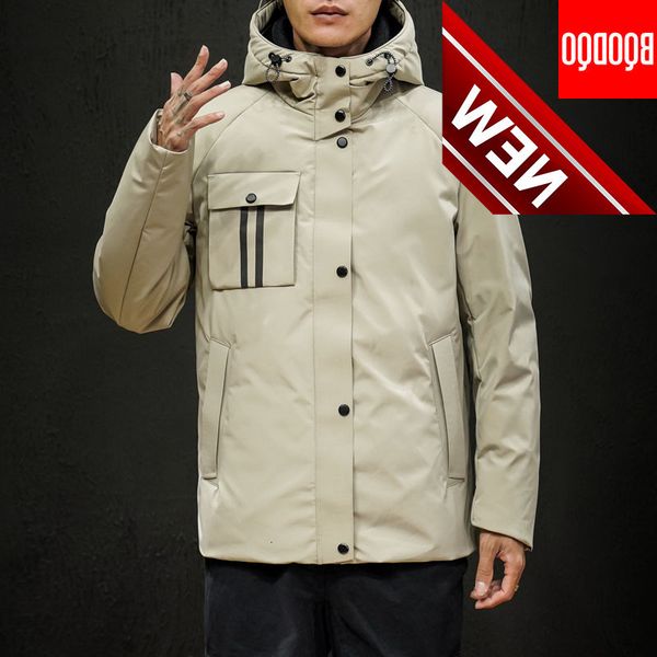 

205g-300g white duck down jacket coat winter men hooded military streetwear oversized overcoat male thick army snow warm jackets, Black