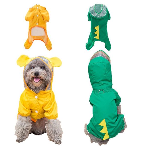 

dog apparel raincoat all inclusive cartoon waterproof teddy four legged poncho small puppy pet clothes