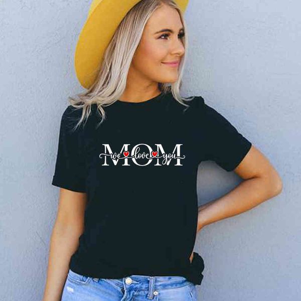 

women's t-shirt mom we love you tshirt mom birthday party girls t-shirts ladies short sleeves woman tshirts clothes transporting gout 4, White