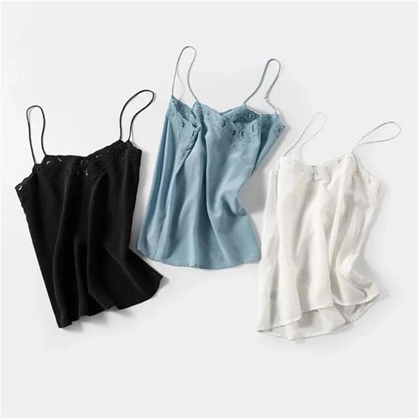 Frühling Sommer Sexy Frauen Tank bestickte hohle Seide Damen Camis Schlinge weibliche Weste Top Kleidung 210407