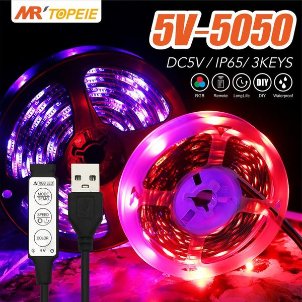 

strips usb series led strip light dc5v 3keys flexible lamp tape ribbon rgb 0.5m1m2m3m tv deskscreen backlight diode ip65