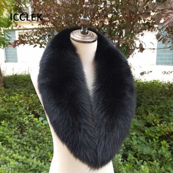 

2021 fox fur collar 100% luxury fur scarf women men collar jackets coat hood shawl wraps ladies winter warm scarves h0923, Silver