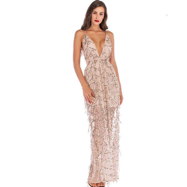 

luxury evening party dresses women's v-neck backls sequin summer, Black