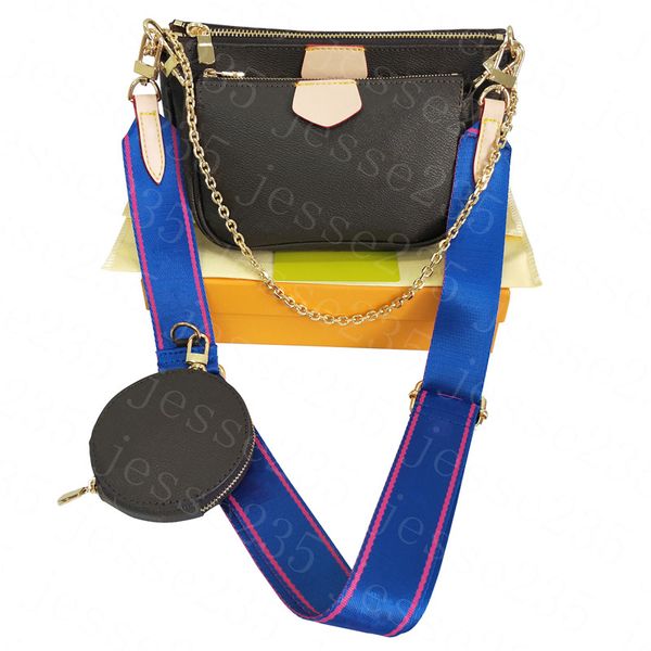 

women favorite 3pcs leather handbags multi pochette accessories purses brown flower mini pochette cross body bag shoulder bags