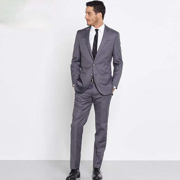 

custom made business grey men suits wedding prom wear man blazer terno masculino, Black