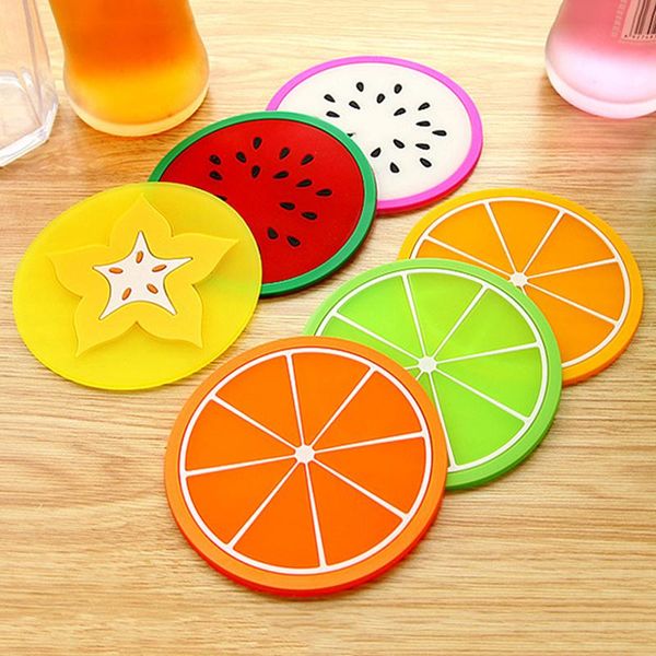 

mats & pads 1 pcs silicone placemat fruit colorful drinks holder mat tableware mug heat-insulated bowl
