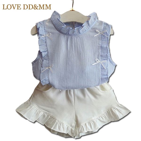 

love dd&mm girls clothing sets summer girls clothes fresh sweet wood ear design wrinkle cotton t-shirt + shorts suits 210715, White