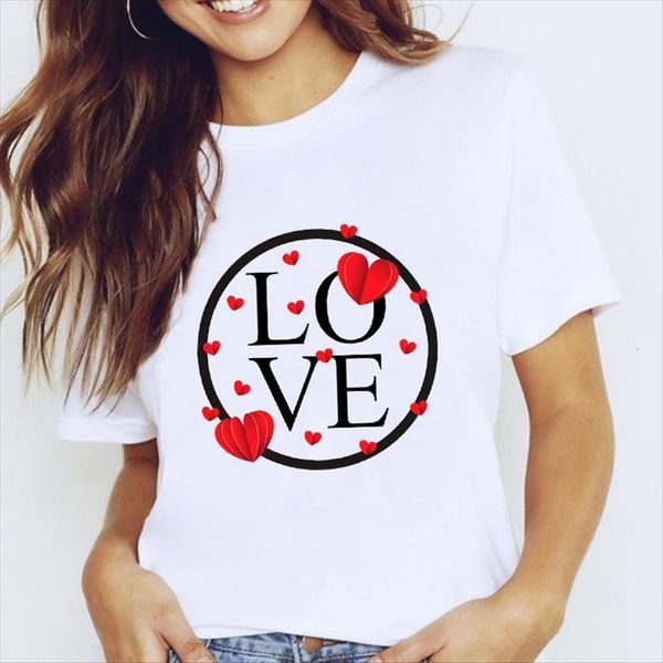 

graphic love printing spring womens t shirts sweet valentine 90s short sleeve kawaii clothes tees print female shirt, White