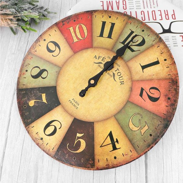 

wall clocks vintage rustic country tuscan style wooden decorative round clock (color figures)