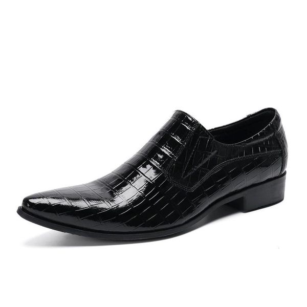 

dress shoes 2021 office men italian wedding man casual fashion oxfords suit flats leather zapatos hombre, Black