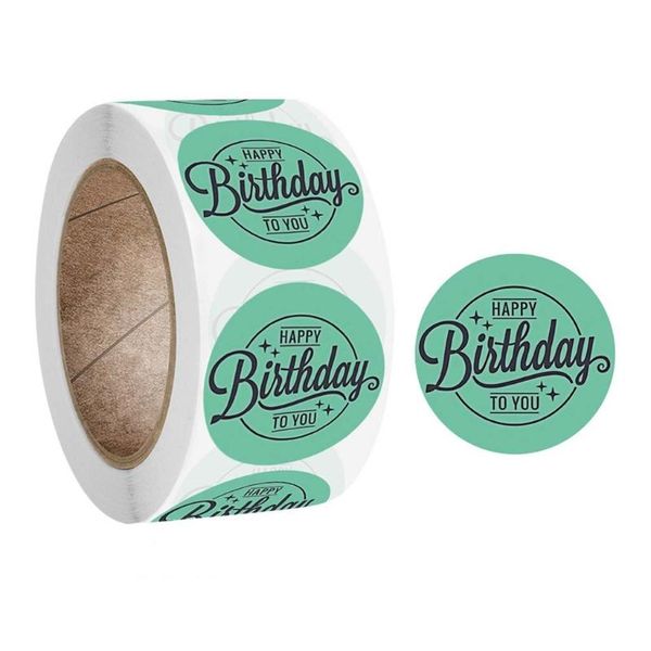 

500pcs/roll happy birthday round stickers party gift packaging seal labels decor h051 wrap