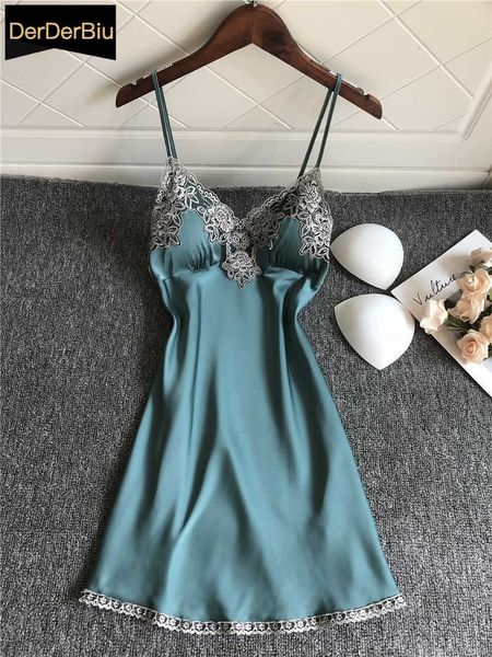 Babydoll Geceleri Mavi Homewear Sevimli Sleepshirts Kadınlar Gecelik Kadın Seksi Sling Nightgowns Bayanlar Lingerie Sleepdress 210924