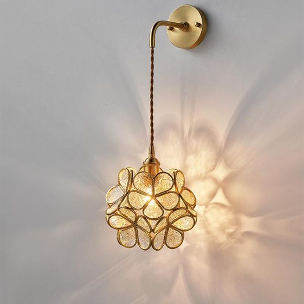 

wall lamp nordic bedside brass post-modern all copper handmade glass sconce light fixture for corridor aisle porch stairs