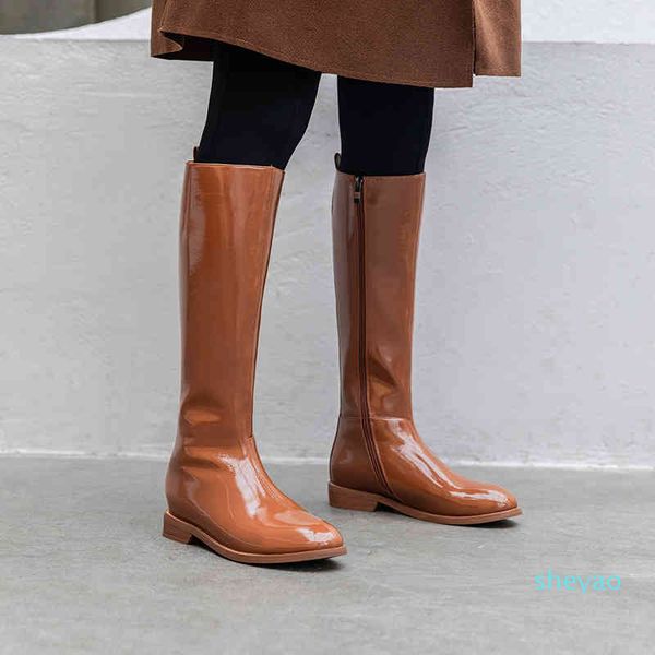 

genuine leather knee high boots women classic fashion black brown white boot waterproof shoe rubber 2400