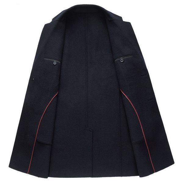 

kolmakov winter fashion single breasted men's double - sided fleece coat,long classic trench coats.2 color, Black