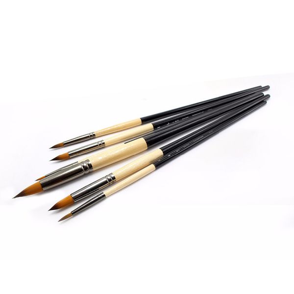 

artists paint brush hair brush set watercolor nylon oil acrylic round wood professional drawing art supplies for students 6 pcs