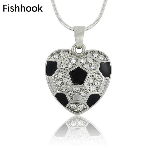 

pendant necklaces fishhook sporty necklace heart shape crystal football zinc alloy soccer silver color men/women jewelry