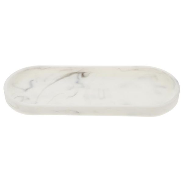

soap dishes 1pc marble grain storage plate jewelry holder for bathroom (white)