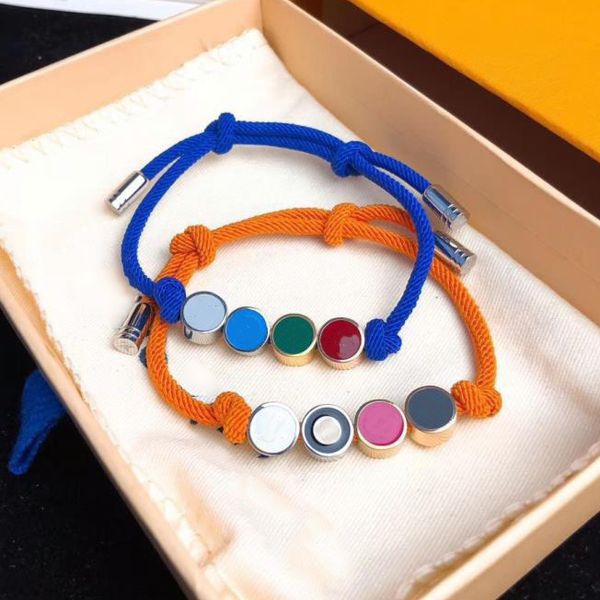

designer's bracelet brand letter logo lovers transfer beads hand rope adjustable size valentine's day gift, Golden;silver