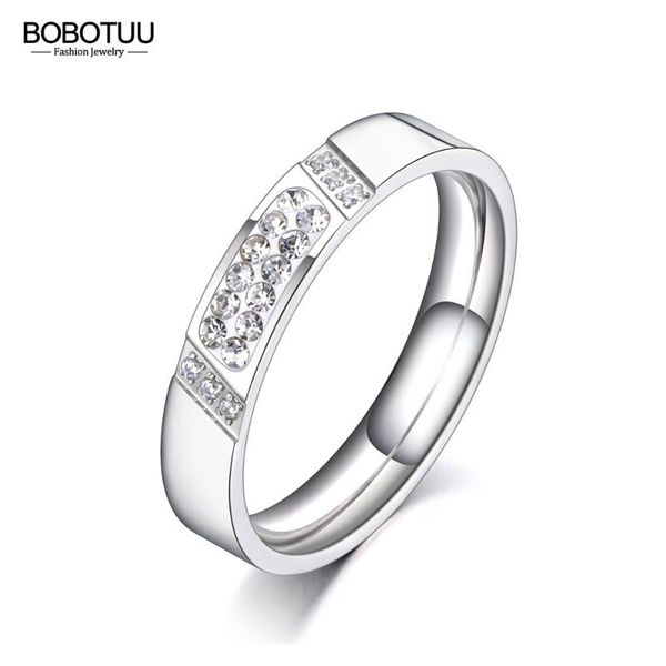 

wedding rings bobotuu trendy titanium stainless steel clay rhinestone ring original design cz crystal jewelry for women br20054, Slivery;golden