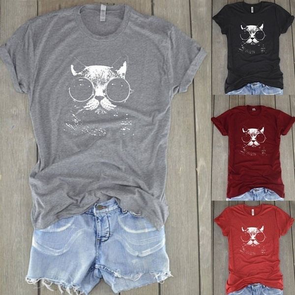 

fashion t-shirts round neck owl print short sleeve casual women's 2021, White