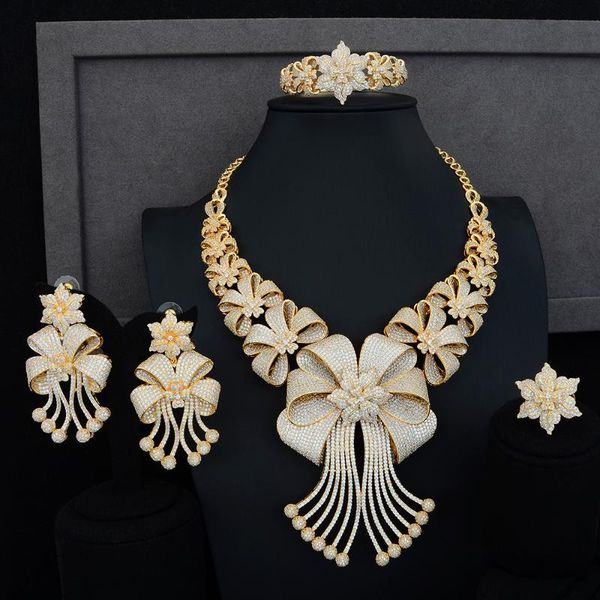 

earrings & necklace performance stage occasion luxury bracelet earring ring jewelry sets cubic zirconia for bridal wedding engagement, Silver